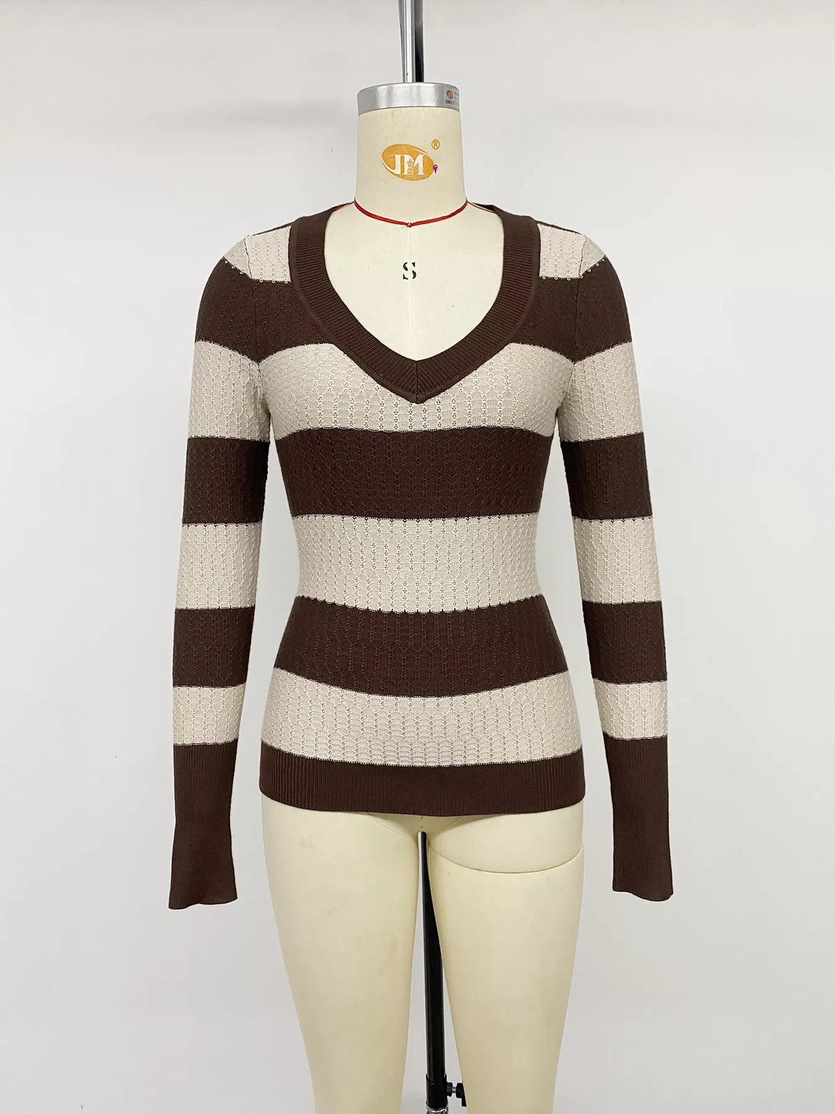 Striped V-Neck Knit Top, alternate product view