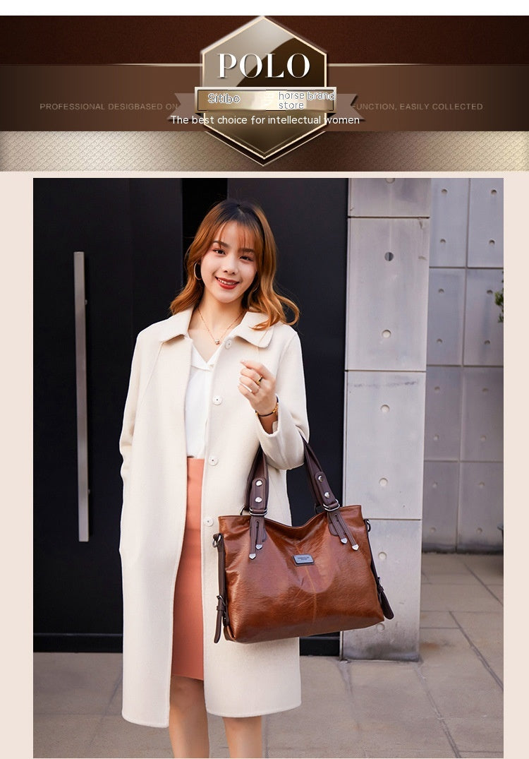 Retro Faux Leather Tote Bag for Women, close-up product view