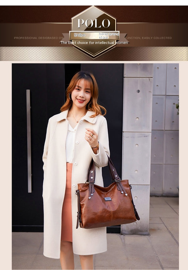 Retro Faux Leather Tote Bag for Women, close-up product view