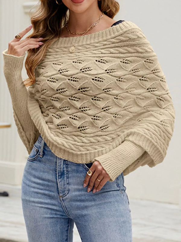 Cable Knit Batwing Sleeve Sweater view 16