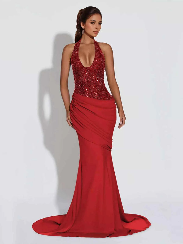 Sequin halter neck maxi dress — additional view 4