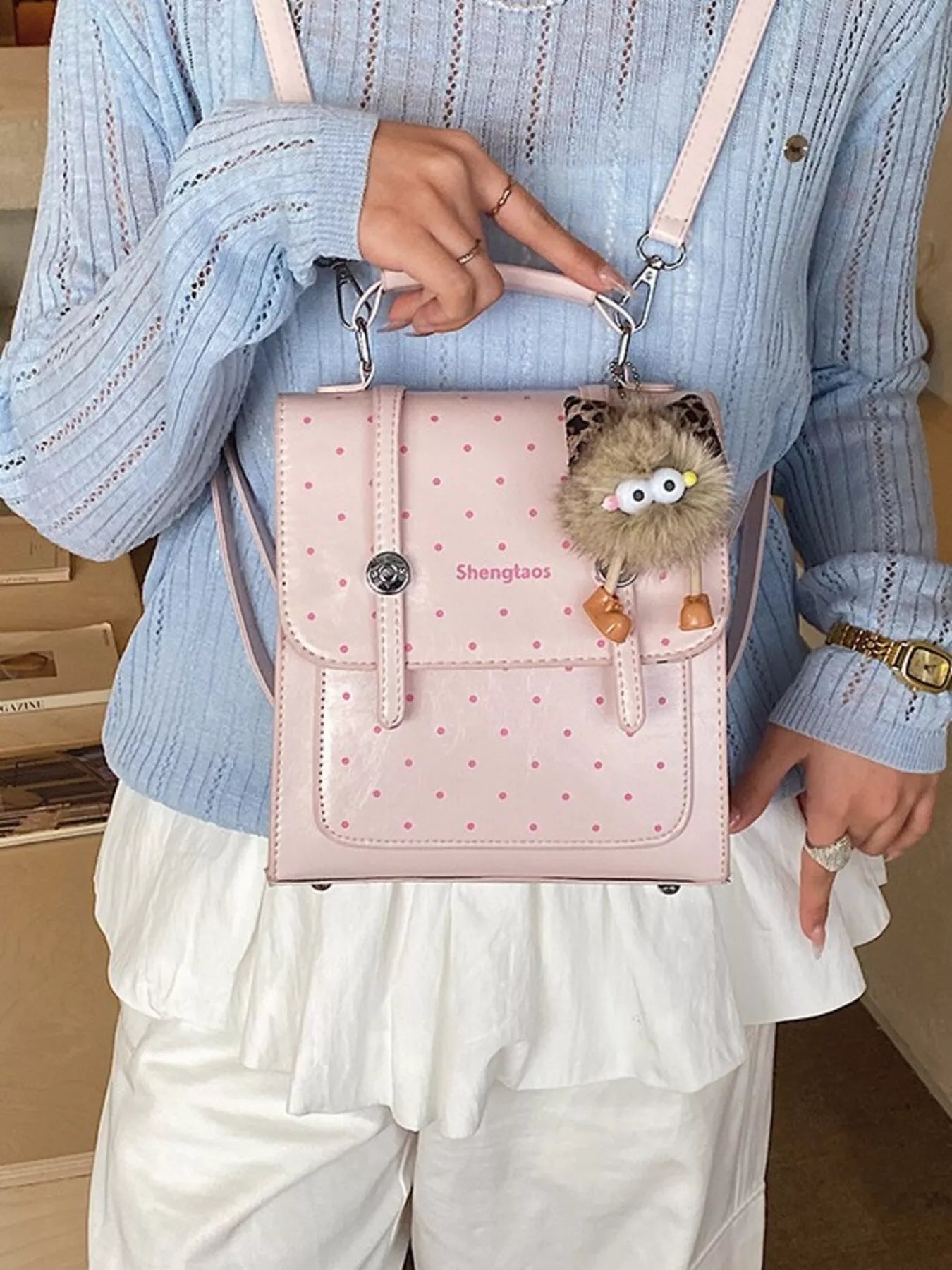 Mini Polka Dot PU Leather Backpack — product image 2