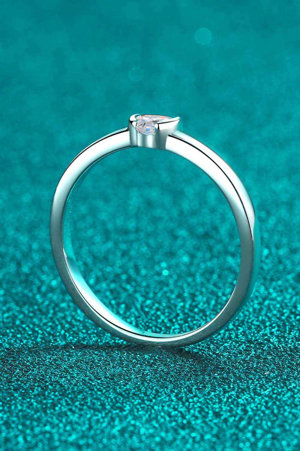 Heart-Shaped Solitaire Ring with Cubic Zirconia, close-up product view