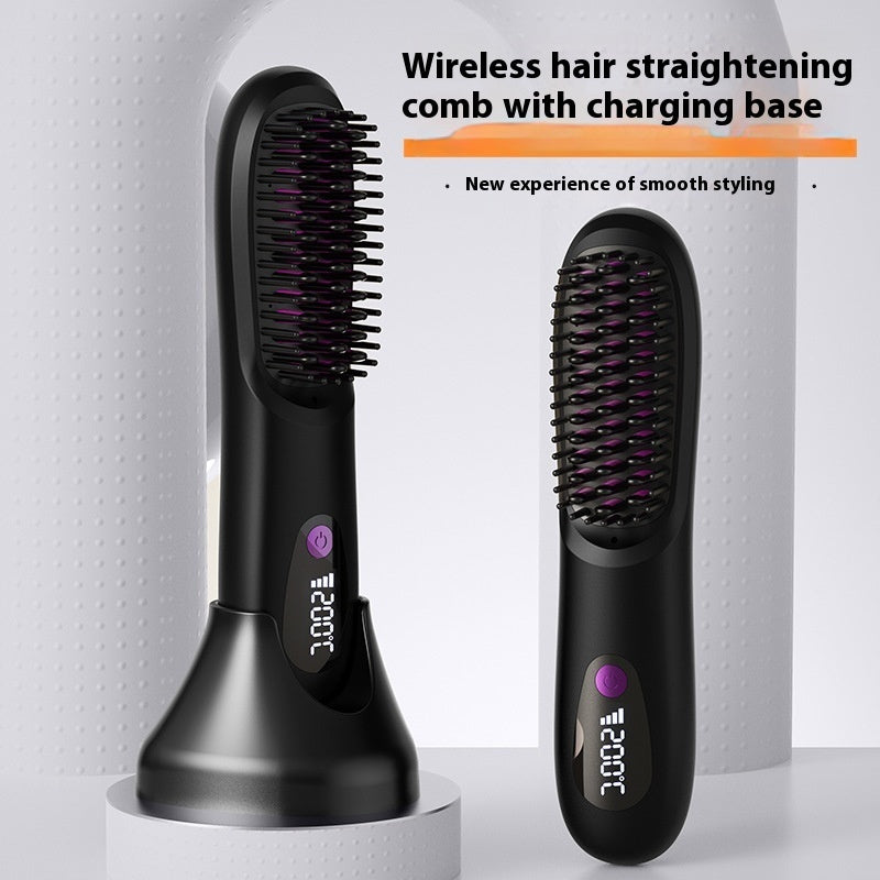 Cordless Straightening Comb with LCD Display, front product view
