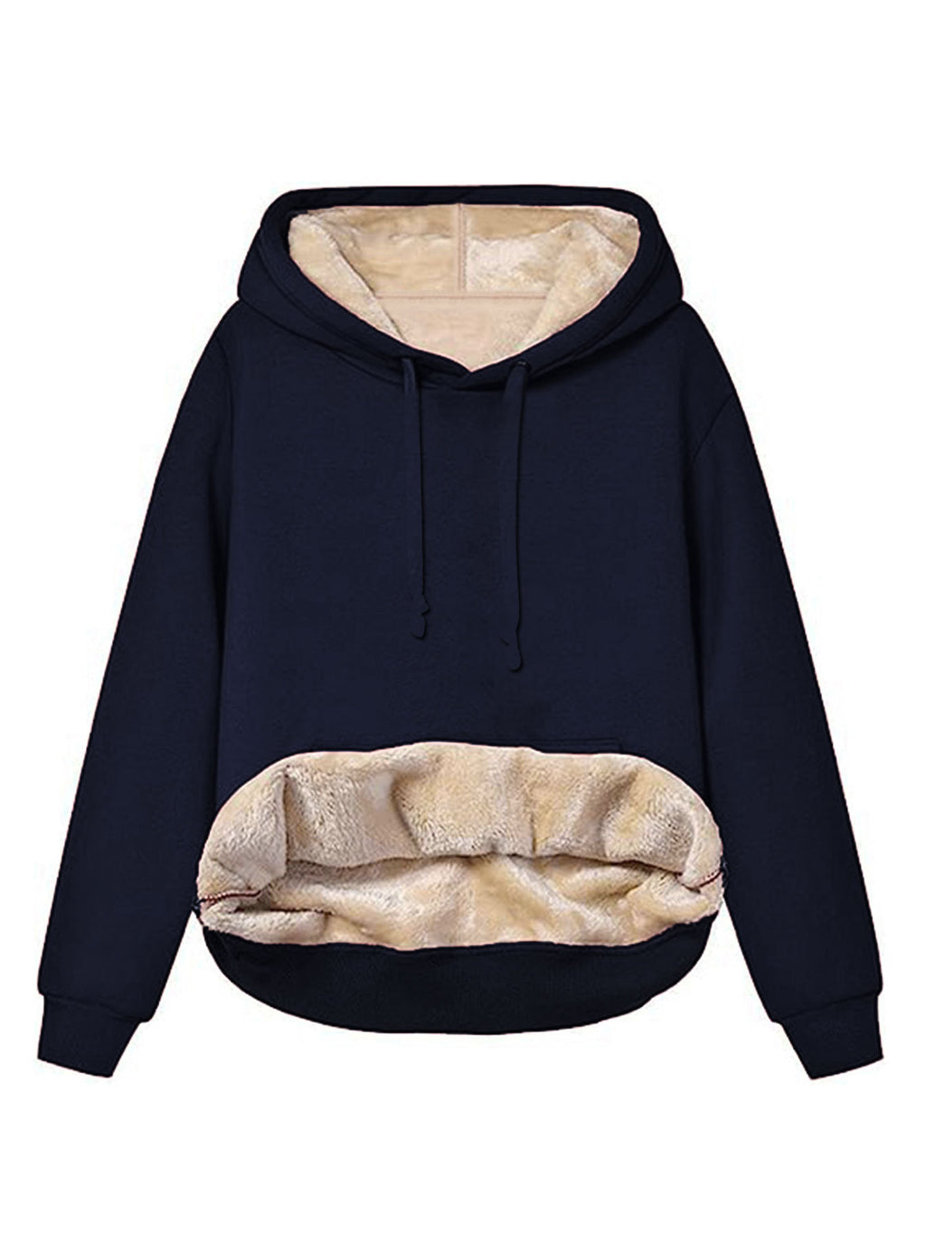 Sapphire Blue fleece lined hooded sweatshirt for women