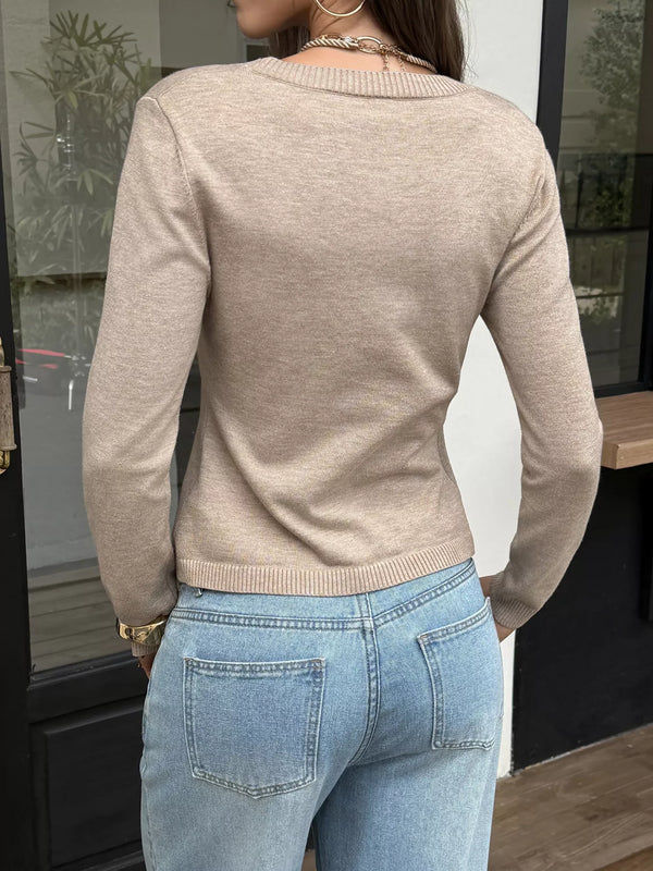 V-Neck Button-Up Cardigan view 4
