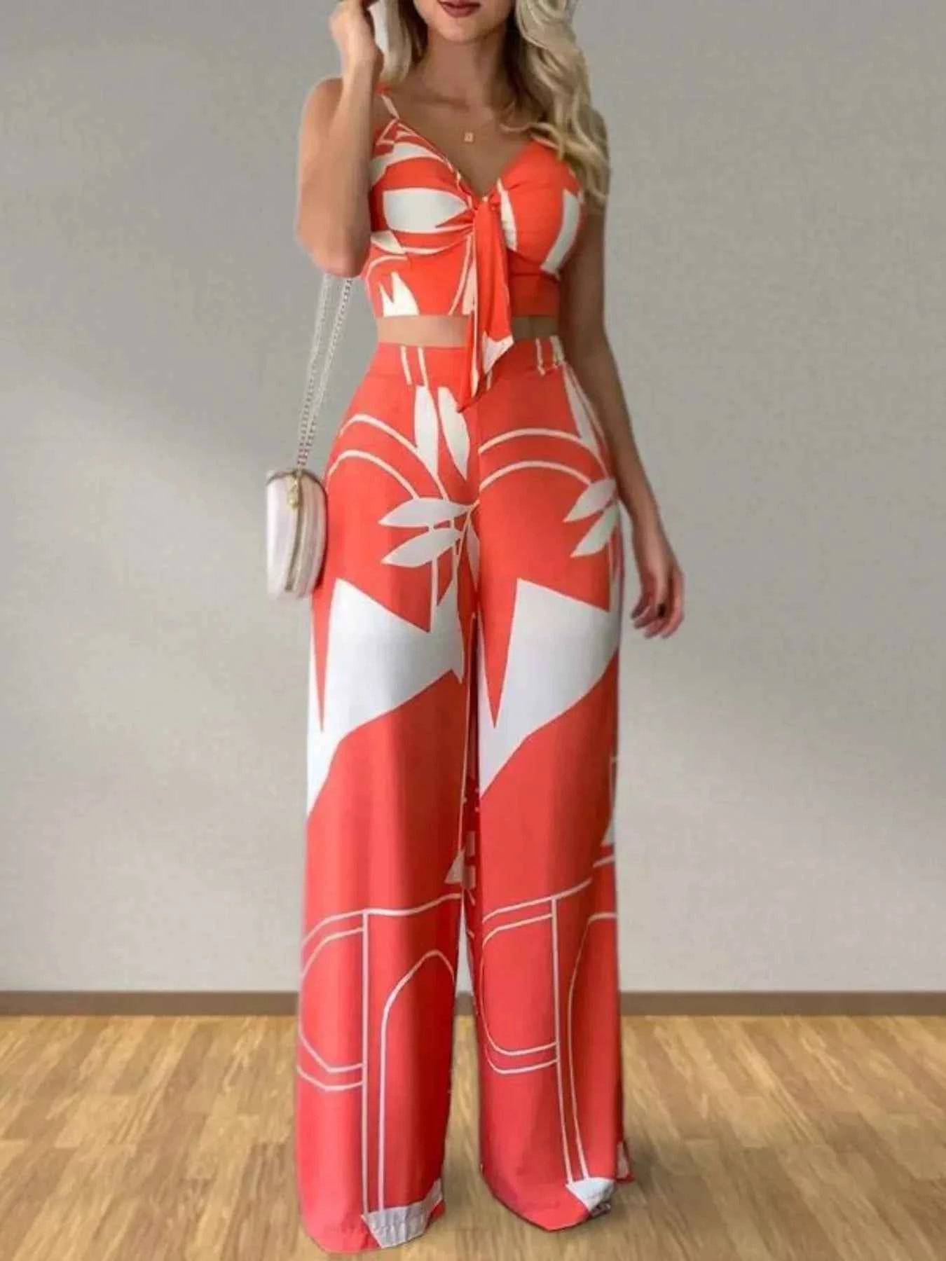 Tropical print spaghetti strap set — additional view 7