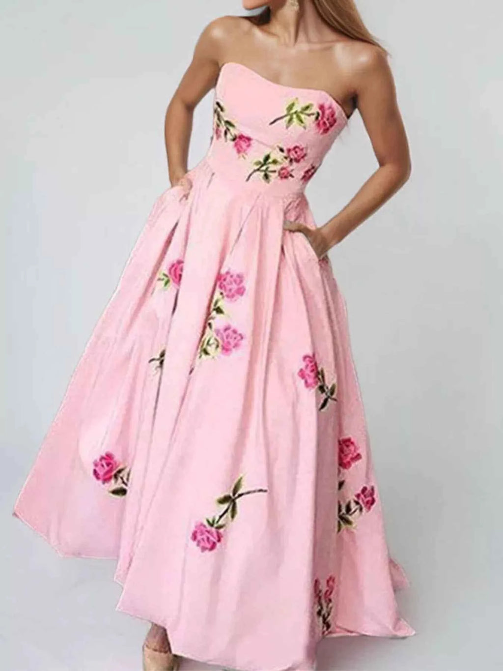 Floral print maxi dress with pockets — additional view 4