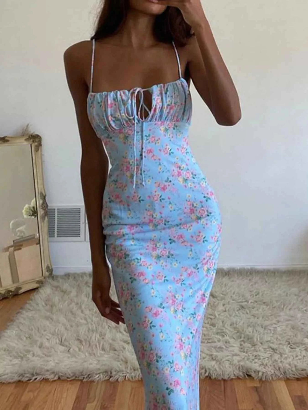 Floral tie strap maxi dress — additional view 11