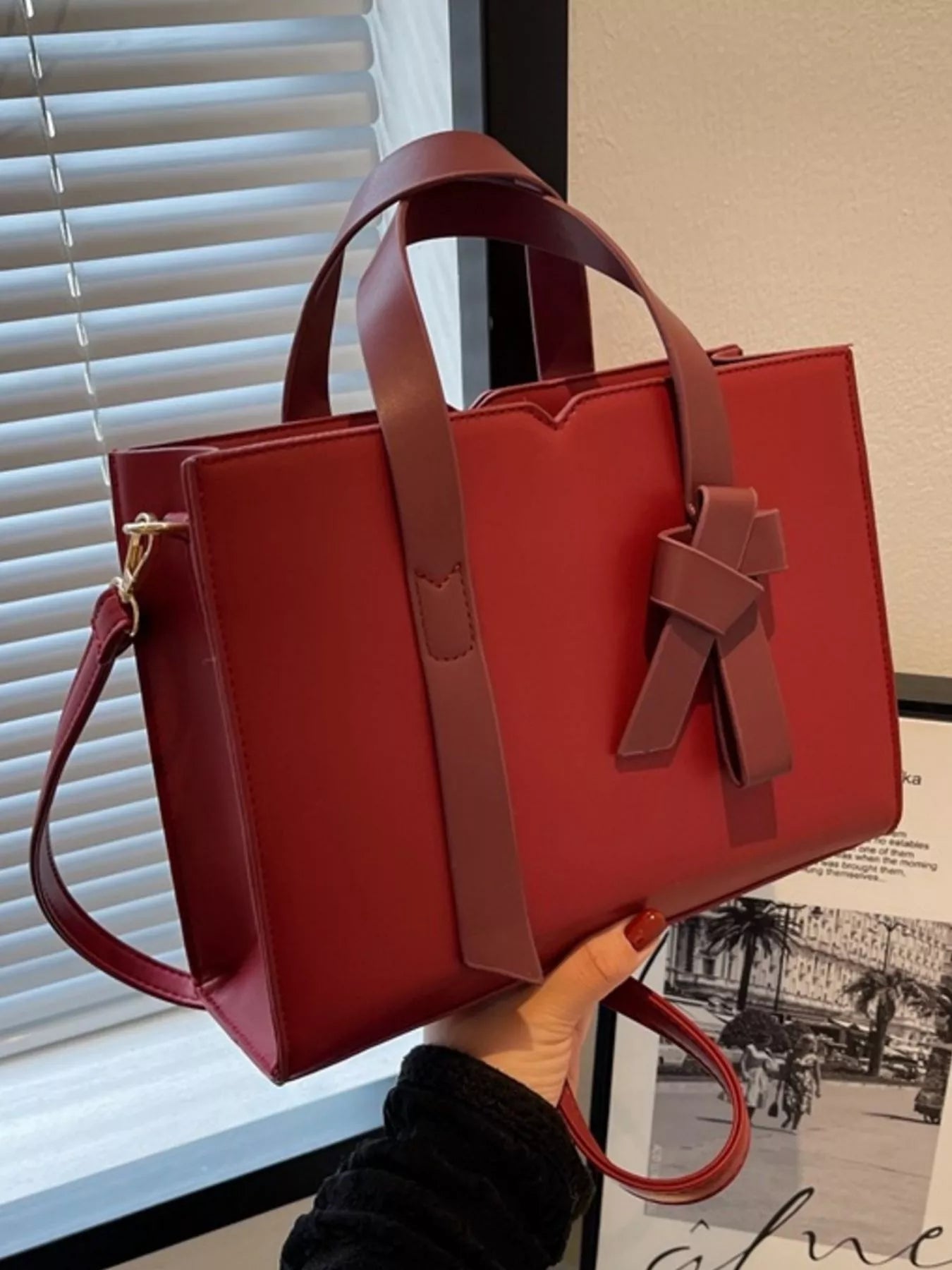 Faux leather tote bag — additional view 4