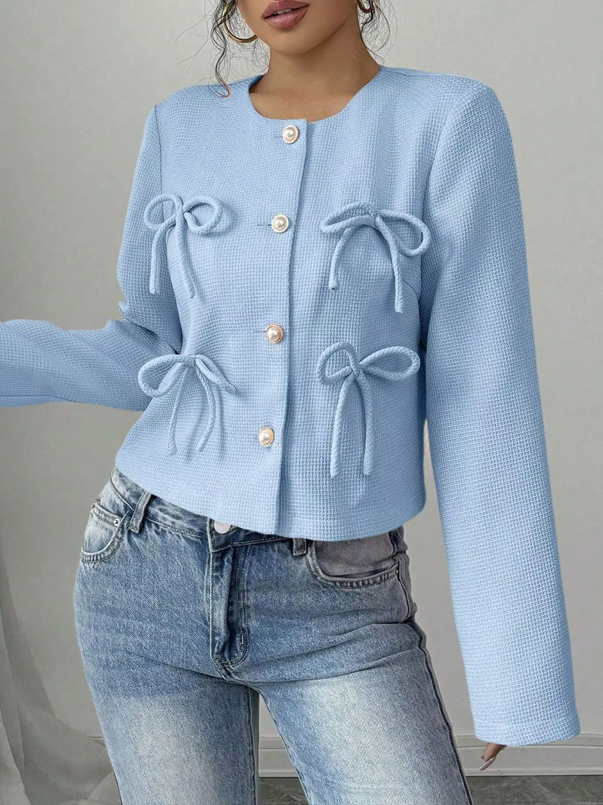 Bow Detail Cropped Outerwear, product view 15