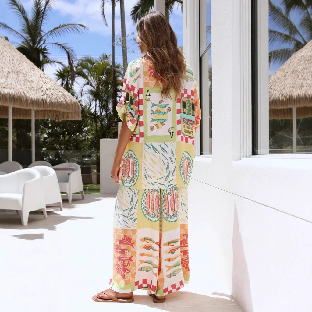 Women's Linen-Blend Printed Pants Set — product image 5