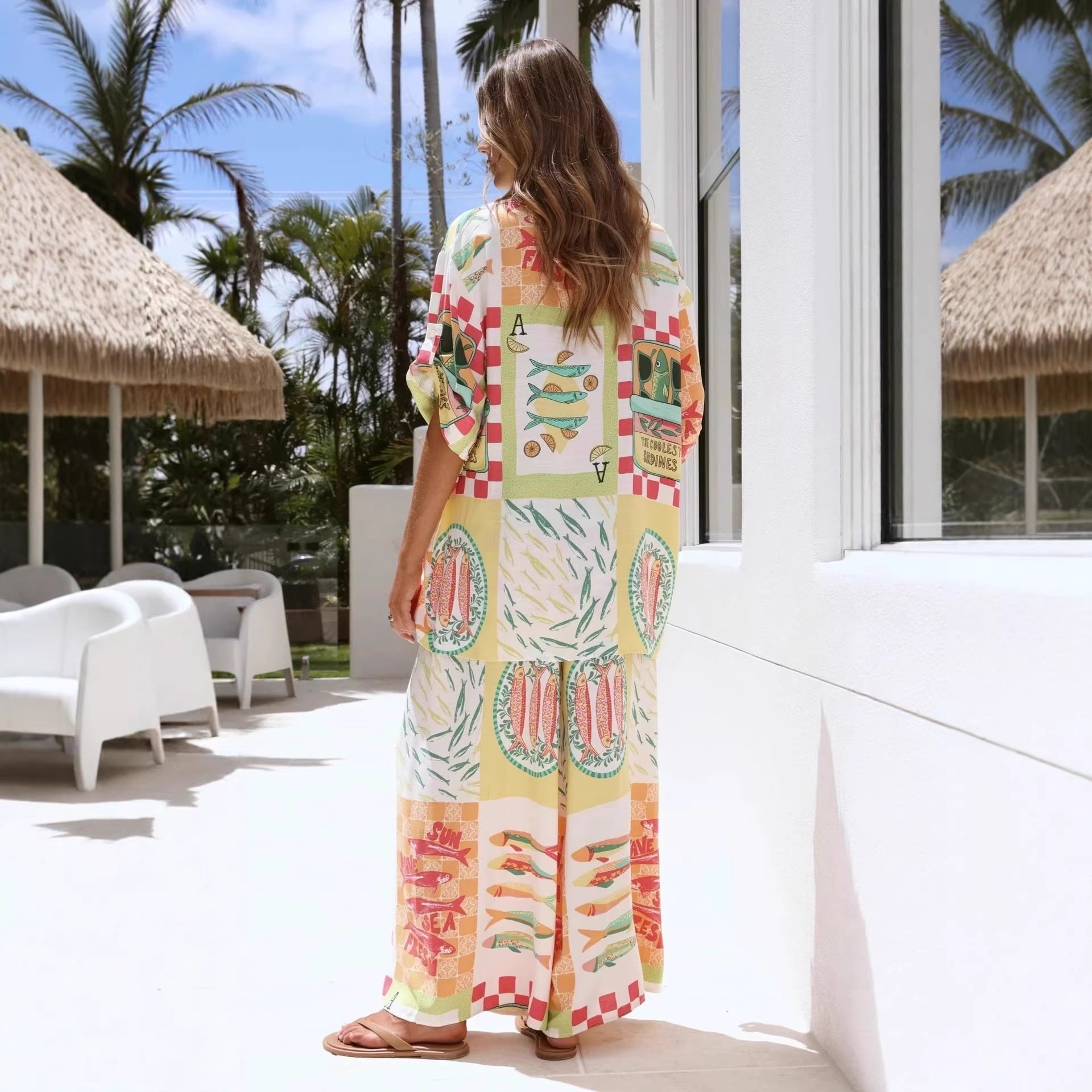 Women's Linen-Blend Printed Pants Set — product image 5