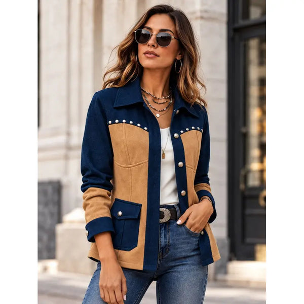 Retro colour-block jacket for women, image 3