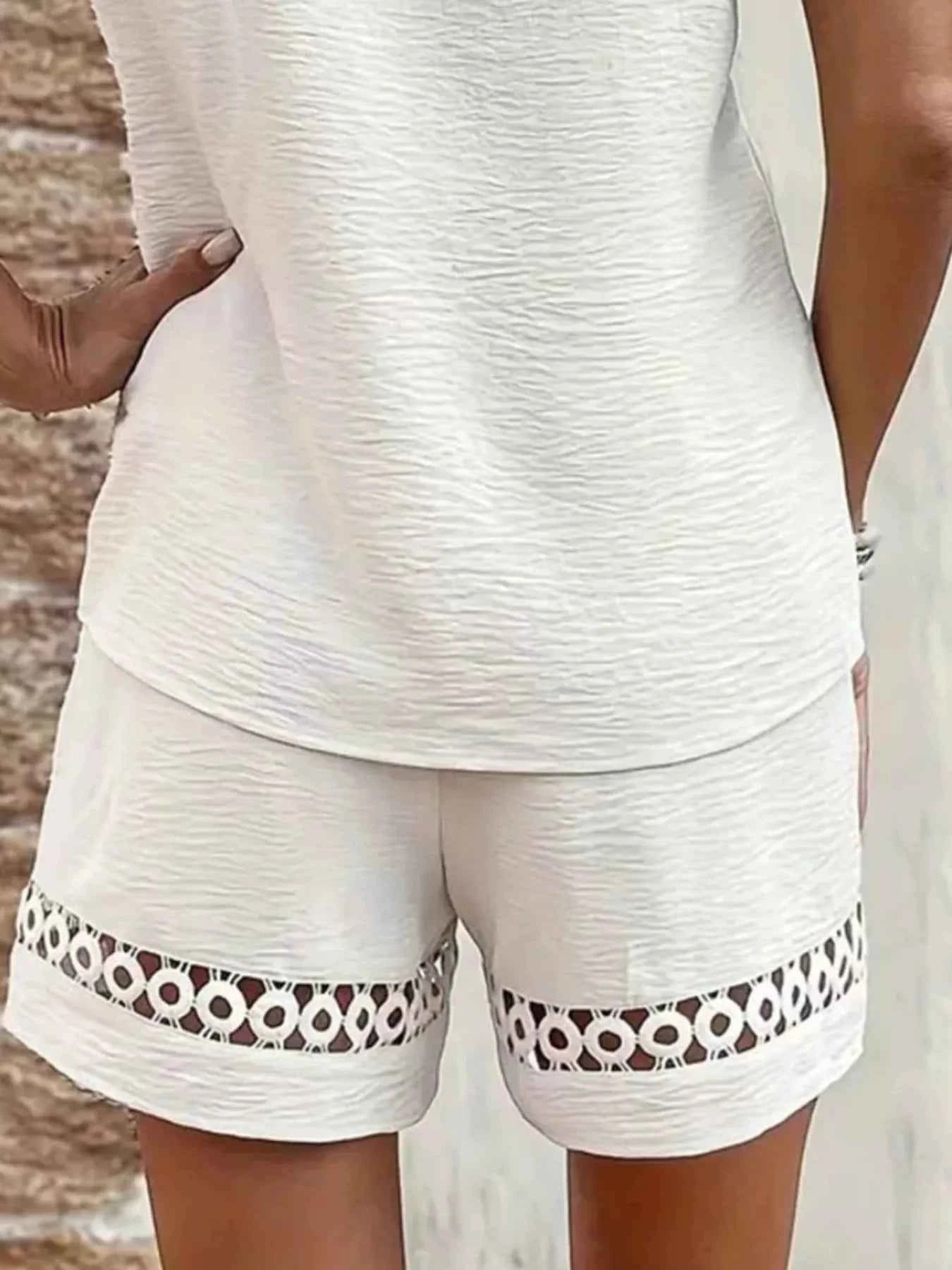 Lace trim V-neck loungewear set — additional view 3