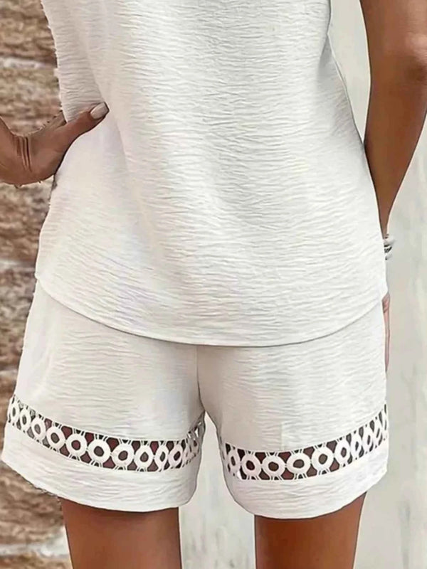 Lace trim V-neck loungewear set — additional view 3