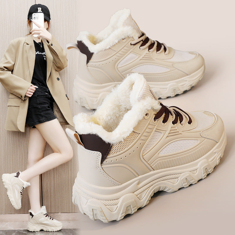 Lace-up high-top winter snow boots