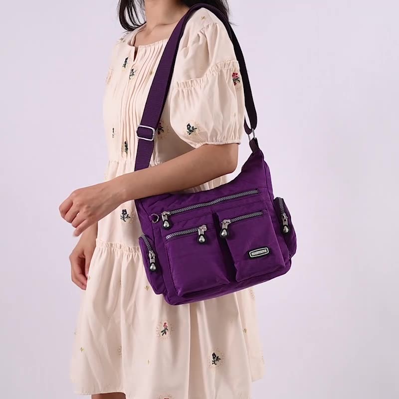 Water-Resistant Nylon Crossbody Bag for Women - Multi-Pocket Shoulder Bag, product view 9