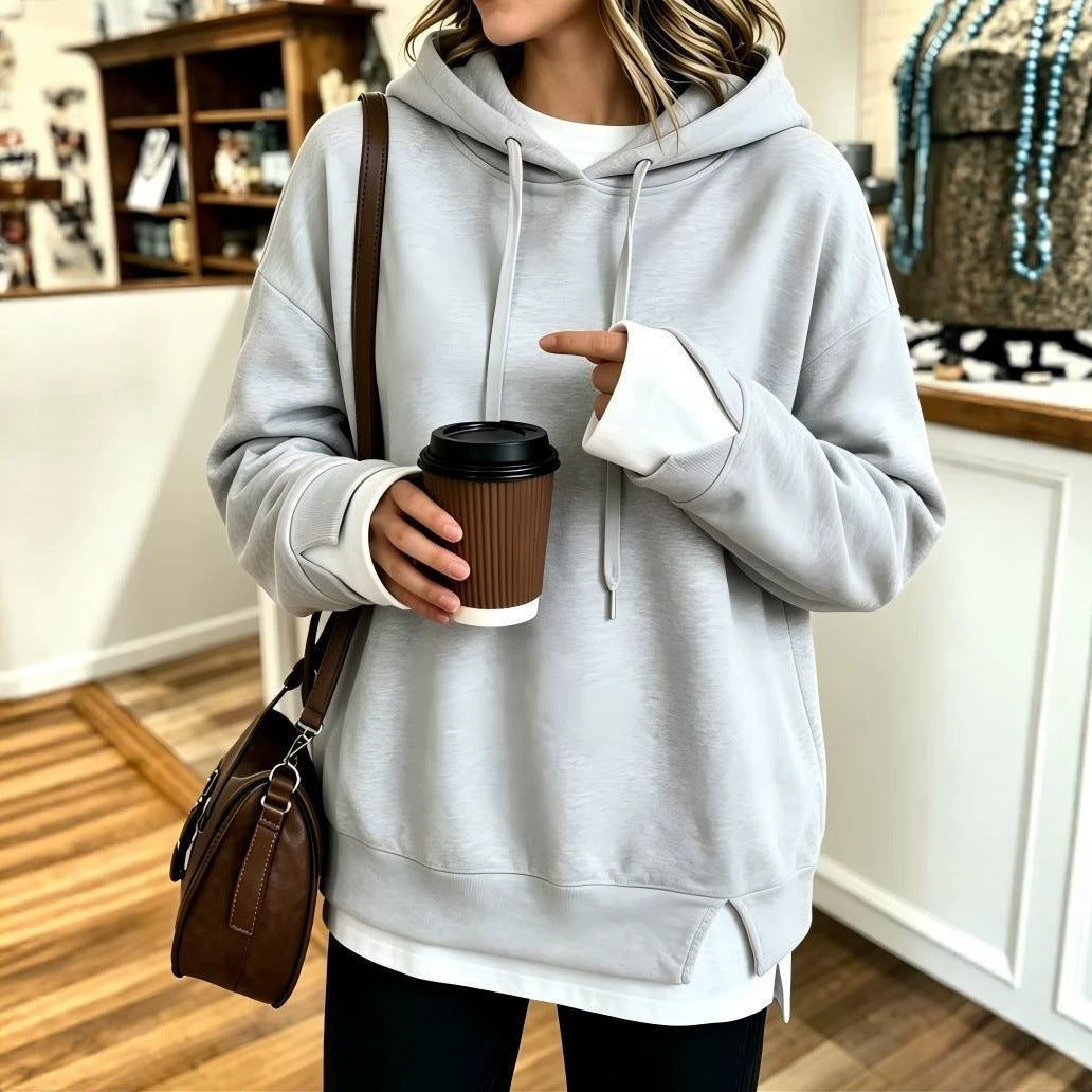 Women's Layered-Look Hooded Sweatshirt-Splashis, alternate view 2
