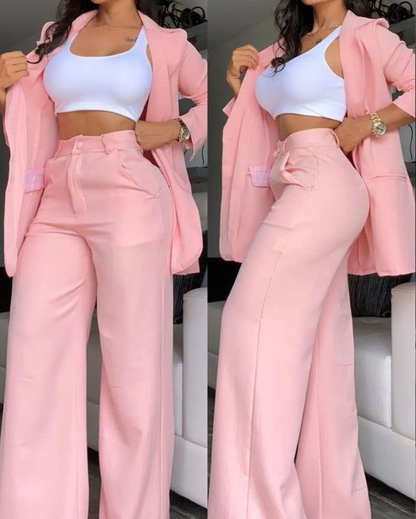 Split-sleeve lapel blazer and trouser suit set — additional view 7