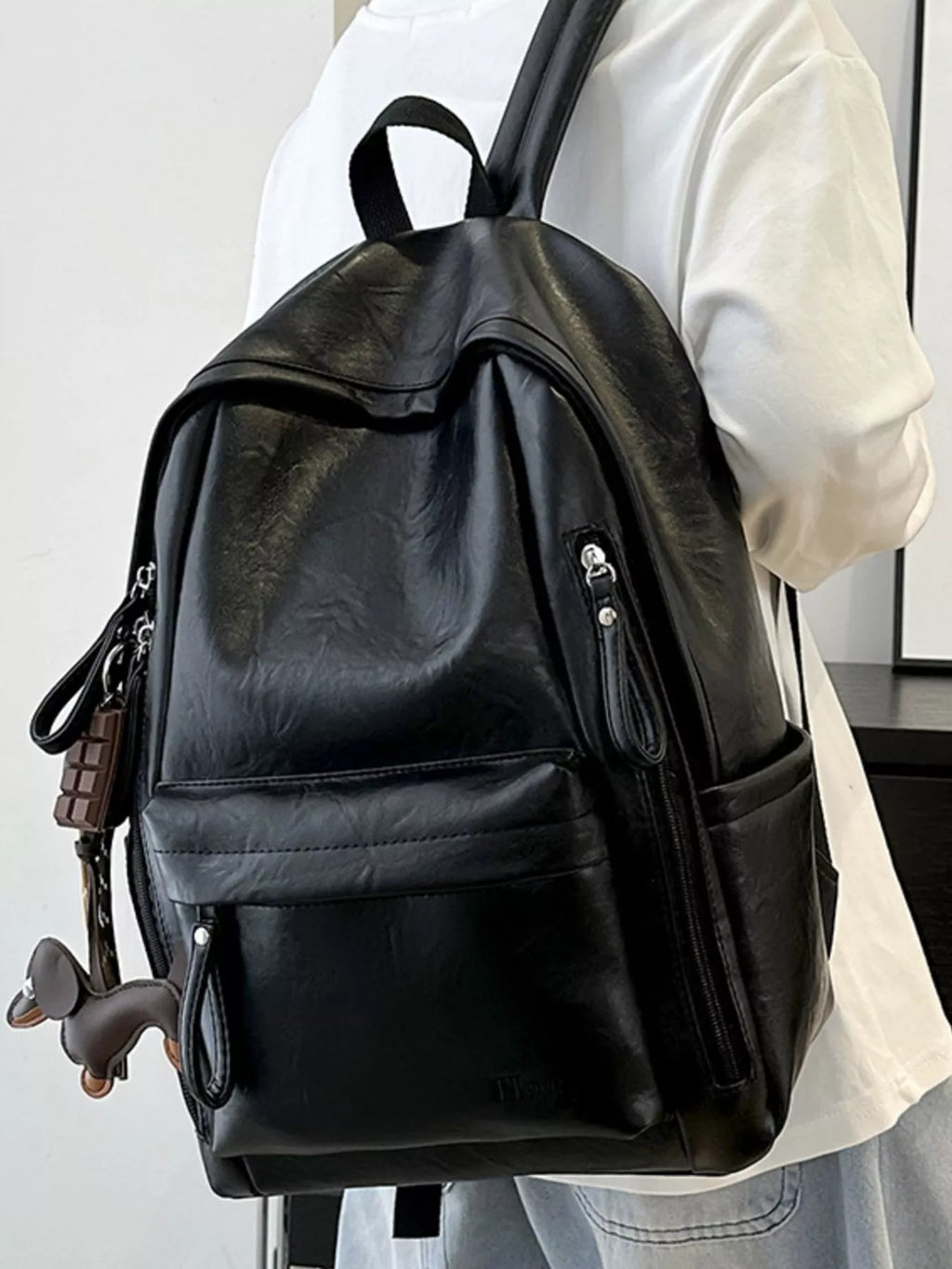 Medium PU Leather Texture Backpack — product image 4