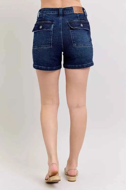 High-rise back flap pocket shorts — additional view 3