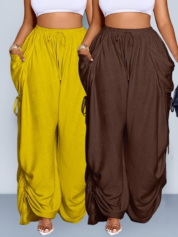 Retro pleated drawstring wide-leg pants product image