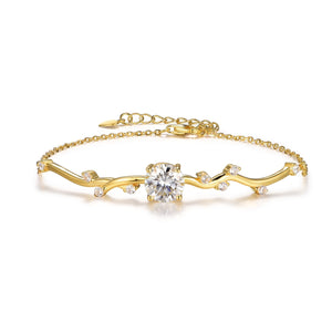 Gold-plated cubic zirconia branch bracelet