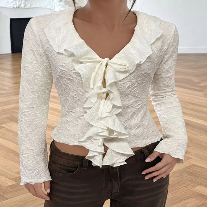 Ruffled Long-Sleeve T-Shirt — primary view