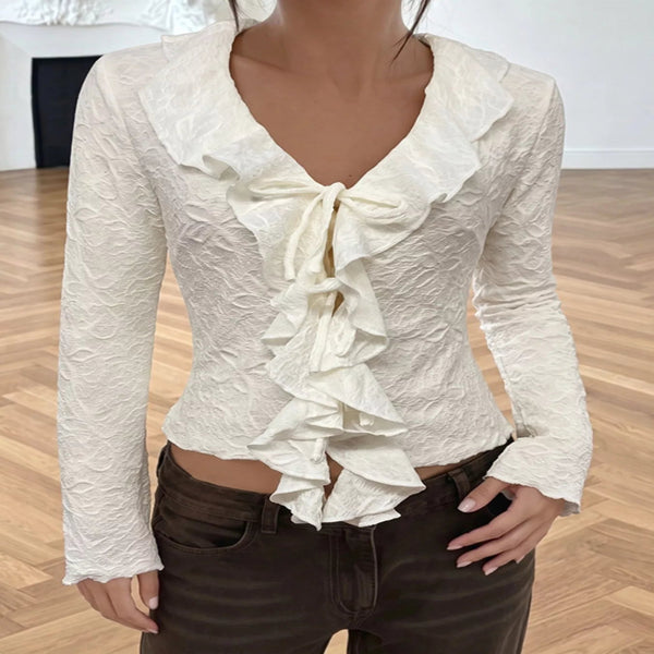 Ruffled Long-Sleeve T-Shirt — primary view