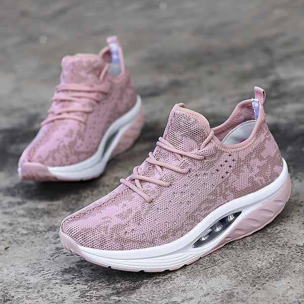 Pink knit mesh lightweight sneakers for women
