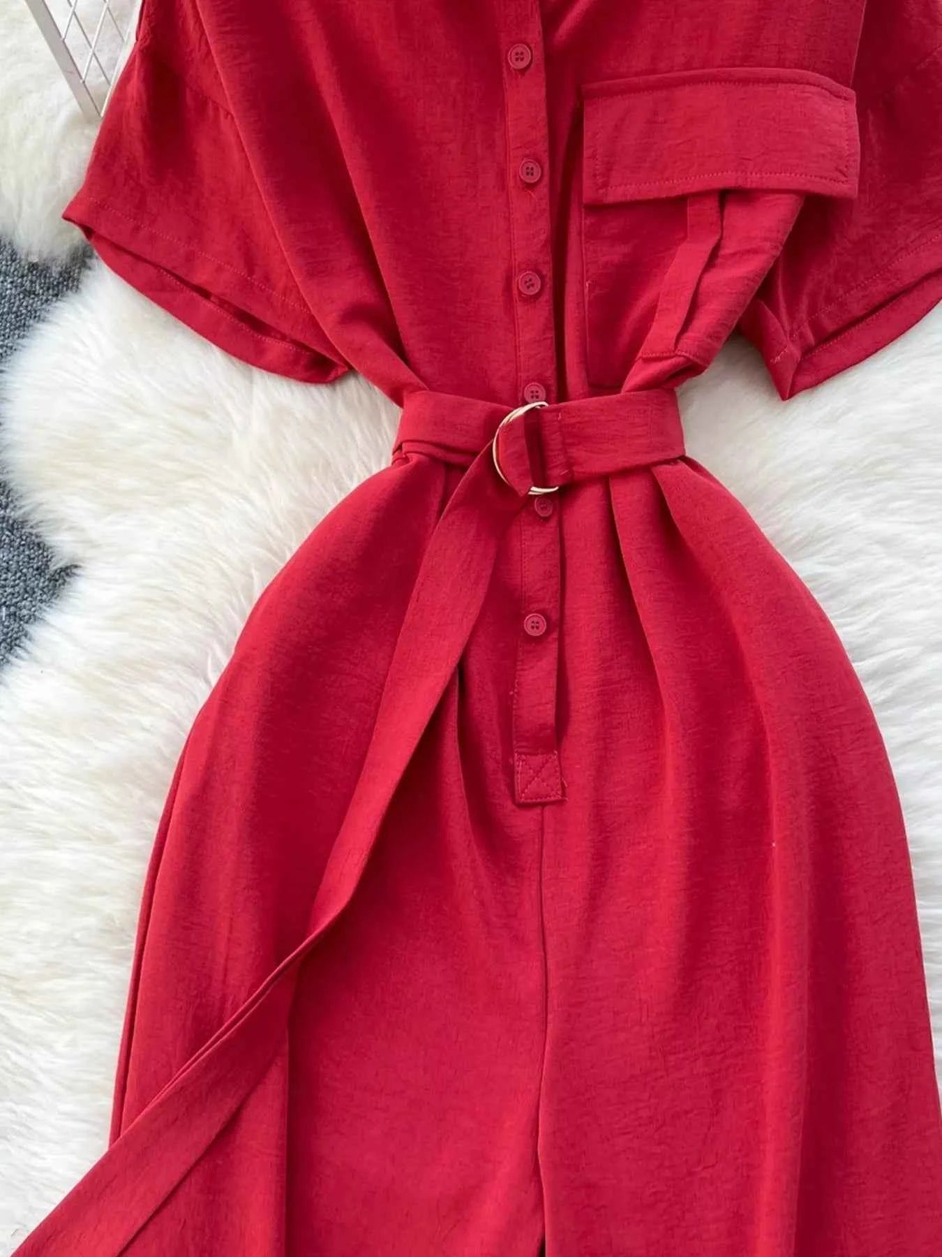 Button down wide leg jumpsuit — additional view 4