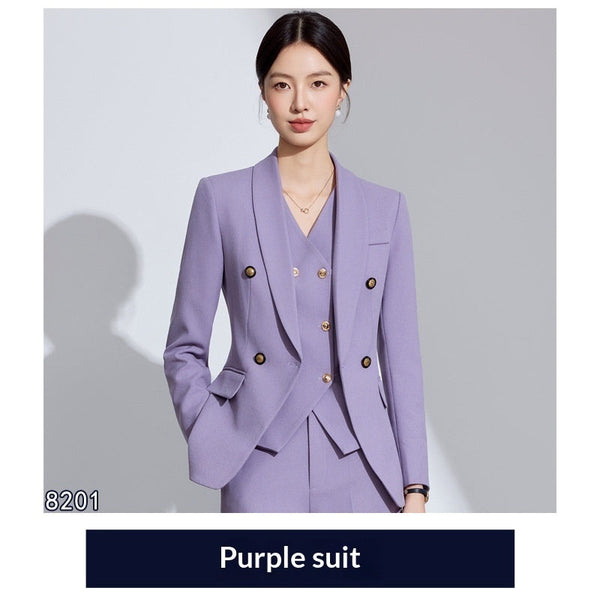 Purple women's suit set, trouser detail