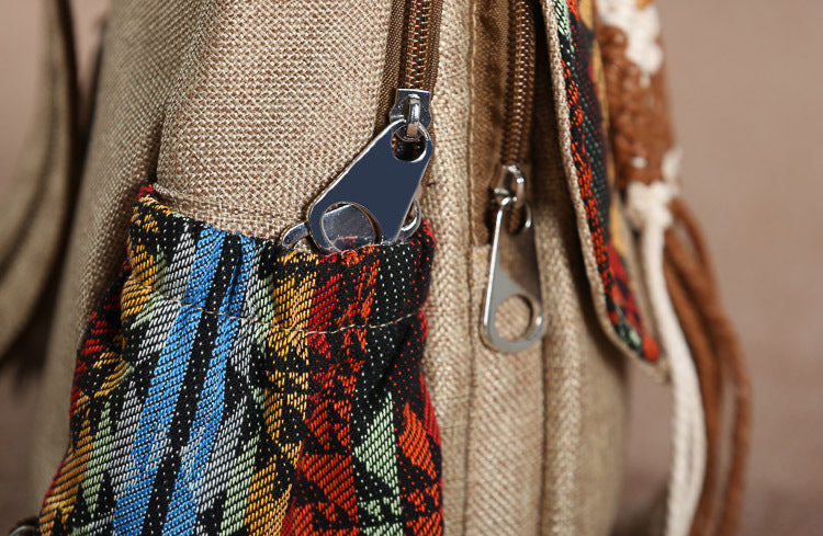 Product detail photo of Canvas Tassel Backpack, blue, everyday style