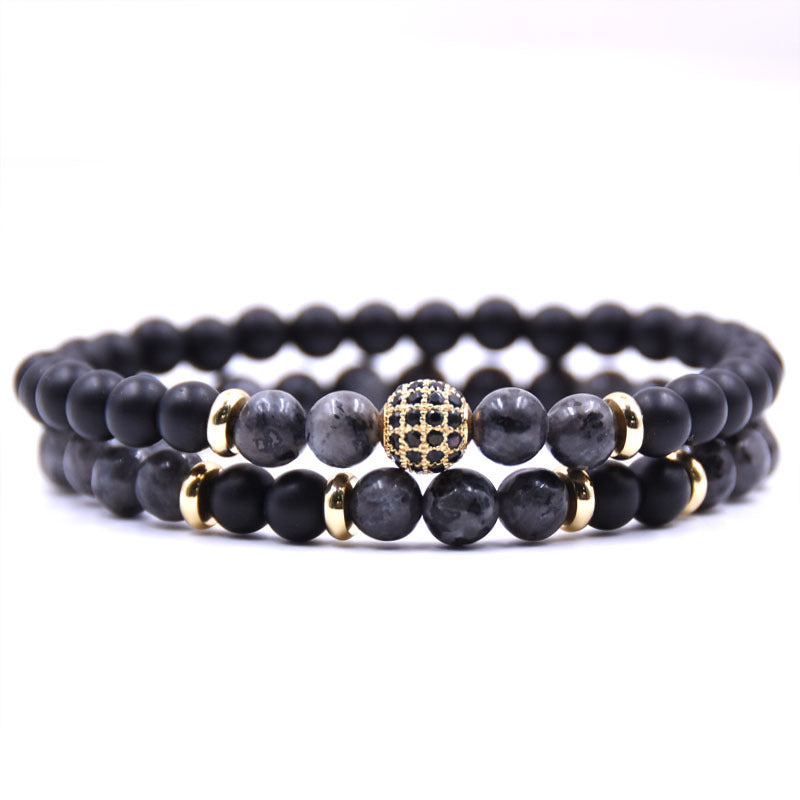 Product detail photo of Natural Stone and Zircon Bracelet Set, natural stone and zircon bracelet set