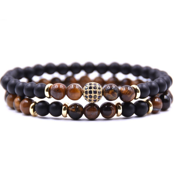 Product detail photo of Natural Stone and Zircon Bracelet Set, natural stone and zircon bracelet set
