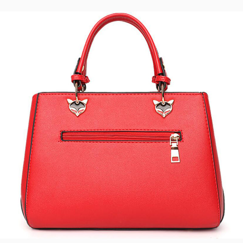Patchwork Pompom Tote Bag - PU Leather Party Purse for Women, front product view