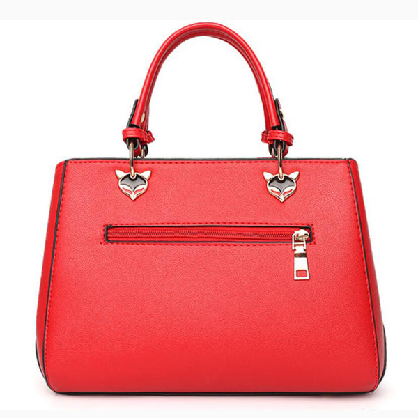Patchwork Pompom Tote Bag - PU Leather Party Purse for Women, front product view