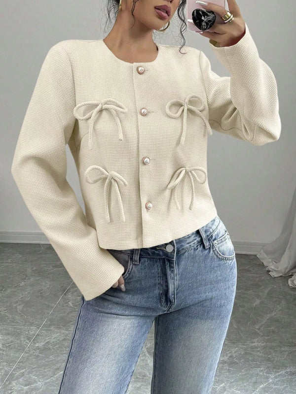 Bow detail cropped jacket — additional view 3