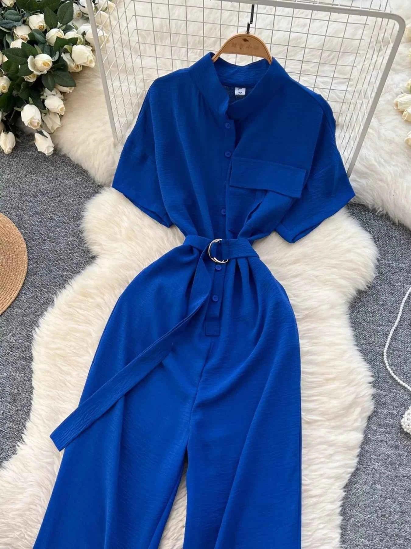 Button down wide leg jumpsuit — additional view 12