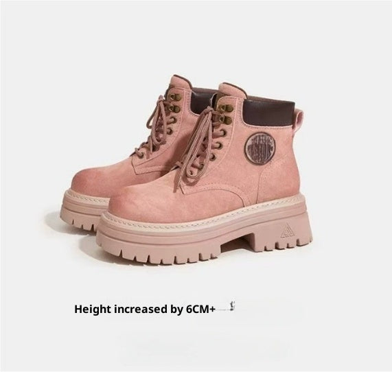 Camel chunky heel boots