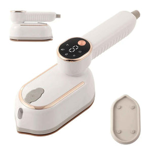 White 1200W portable garment steamer with 30-second heat-up and dual voltage