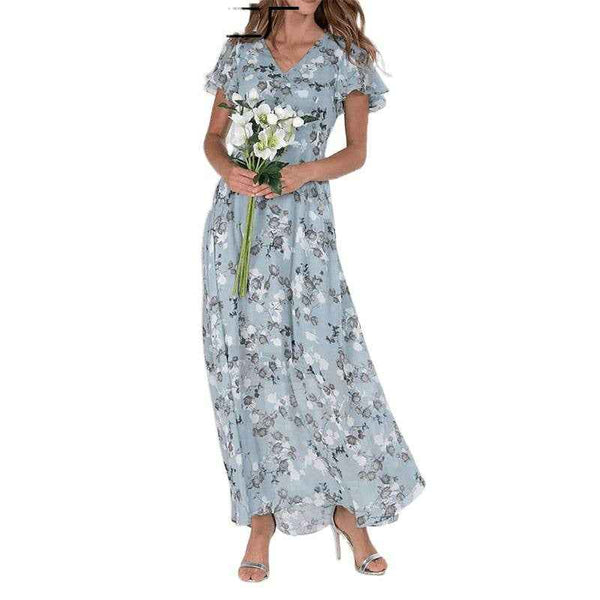 Floral print off-shoulder chiffon maxi dress — additional view 4