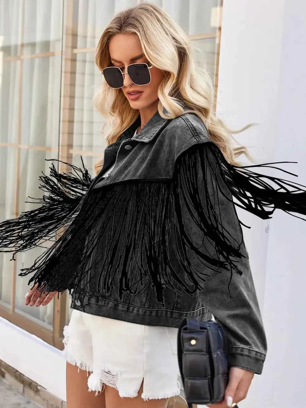 Tassel button-up denim jacket — additional view 5