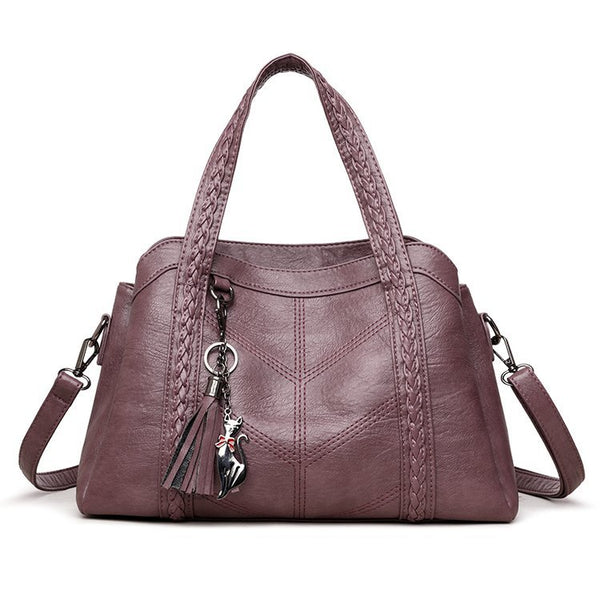 Tassel PU Handbag, angled product view