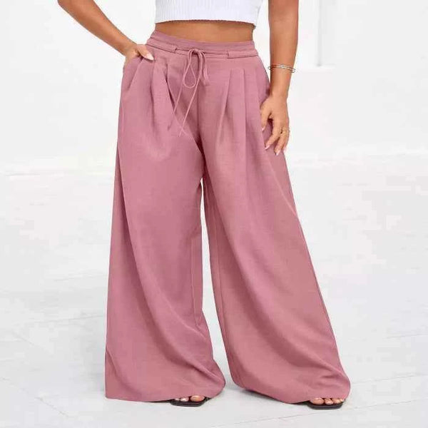 Plus size high-waisted wide-leg pants — primary view