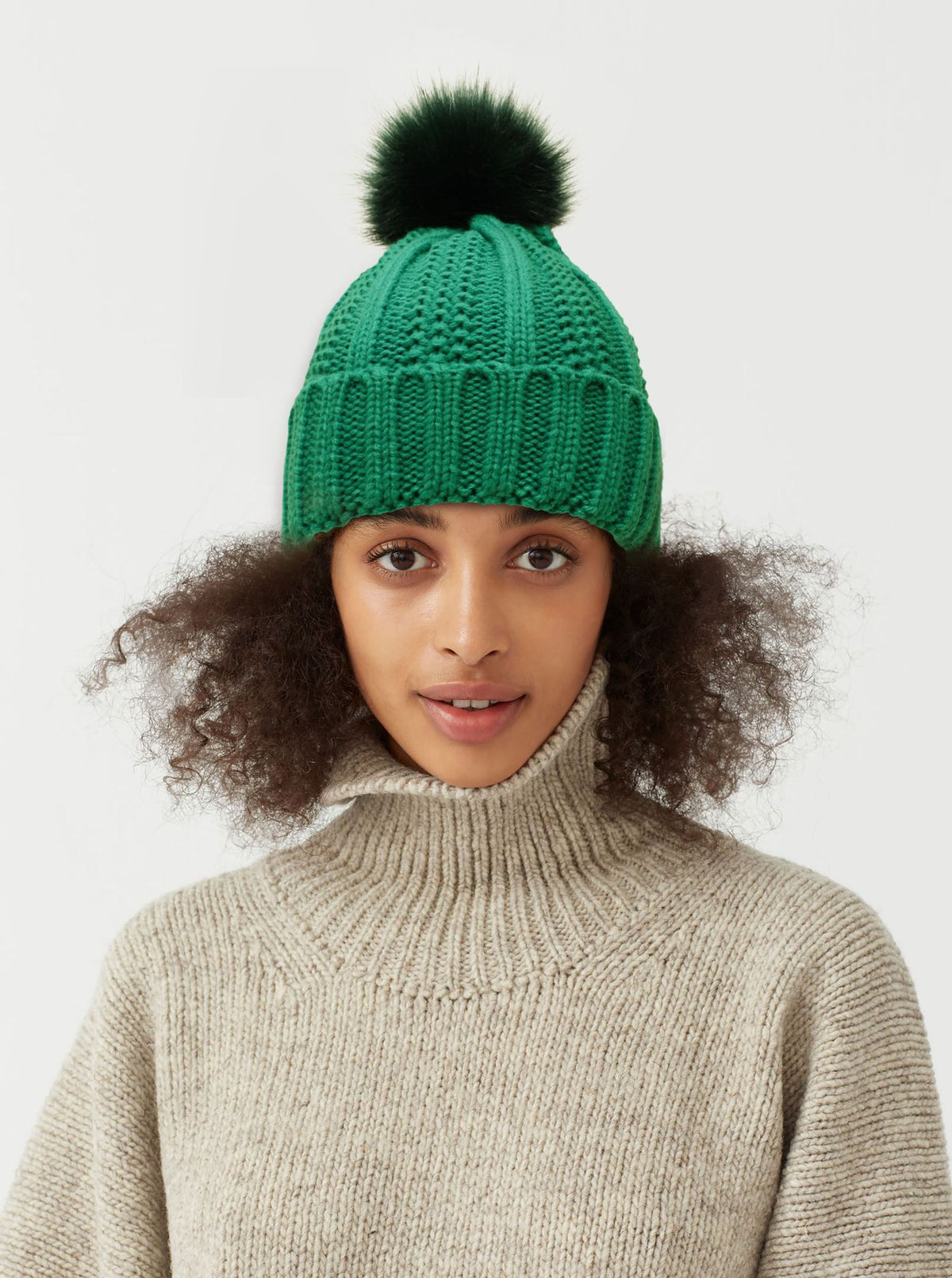 Women's Satin Lined Pom Pom Beanie Hat-Splashis, alternate view 2