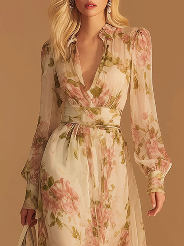 Product detail photo of Floral V Neck Mesh Dress, floral v neck mesh dress, everyday style