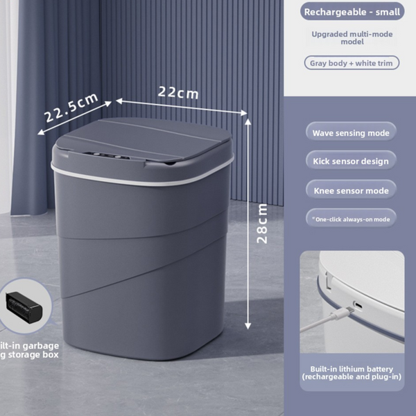Trash can shown from side angle