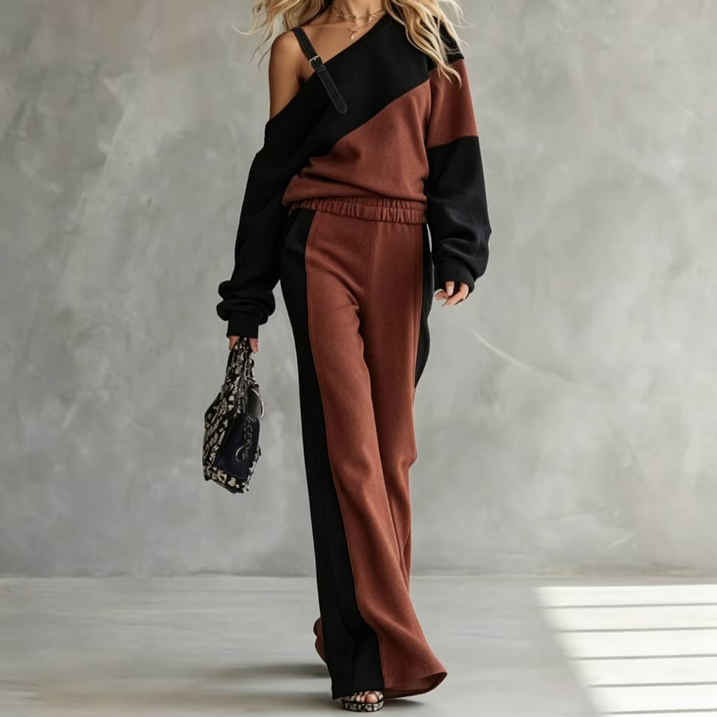 Color-Block Sweatshirt & Wide-Leg Pants Set — product image 11